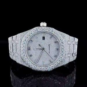 Moissanite Diamond Studded <b>Watch</b> with <b>Quartz</b> Movement Stainless Steel Fully Iced Out Luxury Timepiece For <b>Men</b> and Women - Product Image 1