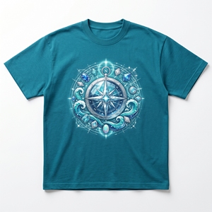 Floating Observatory T-<b>Shirt</b> | Cream Beige 240 GSM Heavyweight Cotton Tee with Cosmic Telescope Graphic - Product Image 6