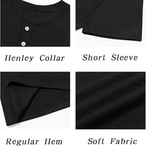 <b>Men</b>’s Short Sleeve <b>Henley</b> Shirt, Slim Fit Stretch T-Shirt, Casual Button Neck Gym <b>Top</b> for Workout Training and Everyday Wear - Product Image 6