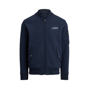 Premium Double Knit Midweight Bomber <b>Jacket</b> <b>Men</b> Minimal Athleisure OEM Custom Luxury Streetwear <b>Track</b> Outerwear Front Logo - Product Image 1