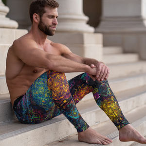 กางเกงเลกกิ้งออกกำลังกายพิมพ์ลายสำหรับผู้ชาย กางเกงเลกกิ้งแบบรัดรูปสำหรับออกกำลังกายในยิม กางเกงเลกกิ้งซับลิเมชั่นสำหรับผู้ชาย - Product Image 2