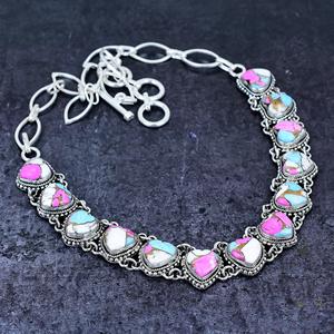 Collar de Corazón Turquesa Algodón de Azúcar, Plata de Ley, Gemas Multicolor, Joyería Boho Hecha a Mano, Regalo para Ella - Product Image 3