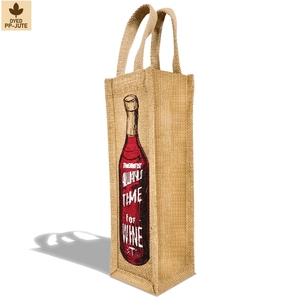 Sac cadeau pour bouteille de vin en jute naturel laminé, emballage cadeau pour vin, 10x35.5x10 cm, logo personnalisé, vente en gros, OEM, commande en gros, modèle SS147 - Product Image 2