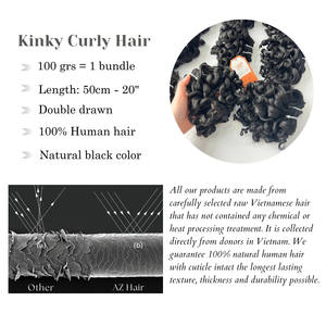 Venta al por mayor 50cm Raw Vietnamita Remy Virgin Hair Bundles Kinky Curly 100g Doble dibujado Cutícula Alineada Extensiones de cabello humano - Product Image 2
