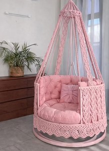 Fauteuil suspendu en macramé, chaise suspendue en macramé, hamac suspendu, balançoire d'intérieur, chaise suspendue de patio, fauteuil suspendu en macramé - Product Image 4