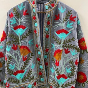 Veste en velours brodée bohème à manches longues, col mandarin, motif floral, grande taille, vêtements d'automne pour femmes - Product Image 3