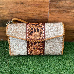 Handtooled véritable cuir de vachette Floral Ins Style femmes grand sac à bandoulière pochette avec Boho cheveux Logo nouveaux sacs à main - Product Image 2