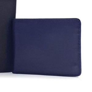 Mens Blue Black Leather Bifold <b>Wallet</b> Slim Pocket Card <b>Holder</b> with Transparent ID Window Pack Minimalist Purse - Product Image 2