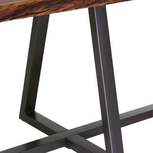 Mesa de comedor moderna rústica hecha a mano de acacia para 6-8 personas, con tablero de madera maciza con borde natural y patas plegables de metal, para cocina y hogar. - Product Image 5