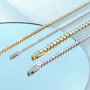 Bracelet tennis délicat en moissanite, chaîne scintillante en acier inoxydable, bijoux fins minimalistes pour femmes et jeunes filles, cadeau, vente en gros - Product Image 3