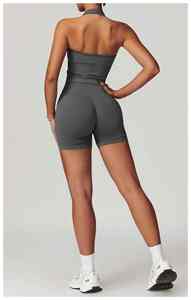 Conjunto Deportivo de Dos Piezas para Mujer, Top y Pantalones Cortos de Lona Sólida, Transpirable, Ecológico, Ropa de Entrenamiento para Yoga, Personalizable - Product Image 4