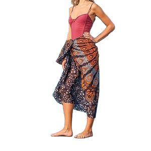 High Quality Rayon Sarong Pareo Women Beach Cover Up Printed Wrap <b>Skirt</b> Summer Swimwear Custom Design Bulk Wholesale - Product Image 3