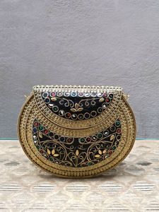 Designer Handmade Mosaic Fabric Clutch Bag Women Evening Wedding Party Purse Portable Luxury Beaded Embellished - Product Image 4