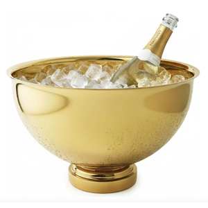 Élégant grand bol à punch en acier inoxydable avec base sur pied, seau à champagne et plat de service pour buffets, idéal pour les fêtes et événements - Product Image 4