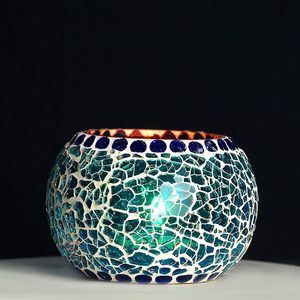 Porte-bougie en verre mosaïque fait main, porte-bougie parfumée décoratif, porte-bougie votif pour la décoration de la maison, de la table de mariage - Product Image 4