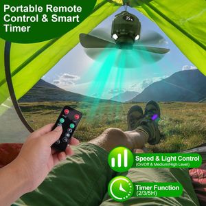 Lanterna LED Portatile 3-in-1 per Campeggio, Ventilatore da Tenda a 3 Velocità, Funzione Timer, Power Bank 1200mAh, Batteria Ricaricabile, Bassa Rumorosità - Product Image 3
