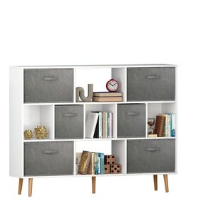 Libreria Moderna Industriale Bianca Solida, Arredamento Minimalista per Soggiorno o Ufficio, Disponibile in Vari Stili di Pannelli in Legno Massello - Product Image 3