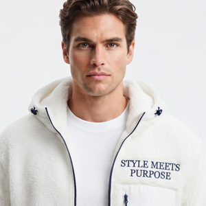 <b>Men's</b> Polar <b>Fleece</b> Windproof Breathable Eco-Friendly Casual Winter <b>Sherpa</b> <b>Fleece</b> Jacket with Embroidered Logo Zipper Front - Product Image 5