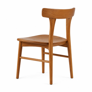 Chaise de salle à manger scandinave contemporaine en teck massif, dossier large, écologique, durable, pour appartement, maison, bureau, hôtel - Product Image 3