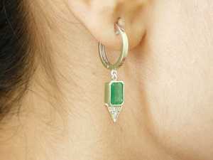 Pendientes Colgantes de Esmeralda Natural, Plata de Ley 925, Chapados en Oro de 14K, Engaste de Puntas, Certificados por IGI, Joyería para Regalo de Fiesta - Product Image 4