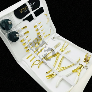 Nouvel ensemble d'outils professionnels pour extensions capillaires en acier inoxydable doré à maintien robuste, avec pinces à bandes adhésives, durables et élégants - Product Image 4