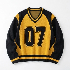 Personnalisez votre nouveau pull jacquard pour homme avec logo frontal personnalisé, 100 % coton, anti-plis, séchage rapide, anti-boulochage, coupe ample pour l'hiver - Product Image 3