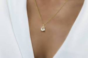 Maravilloso Collar de Plata de Ley 925 con Colgante de Cuarzo Transparente Natural en Forma de Pera Facetada, Venta al por Mayor - Product Image 3