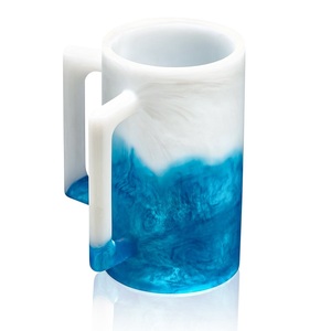 Modern Blue White Resin Jug With Handle Water Beverage Cup Decorative Drinkware Available at Worldwide Supply - Product Image 2