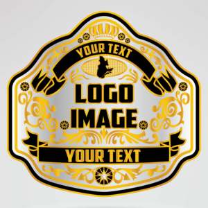 Cinturón de Campeonato de Lucha Libre Personalizado con Logotipo, Correa Negra, Cuatro Placas Laterales, Placa Central Dorada - Equipamiento Completo - Product Image 3