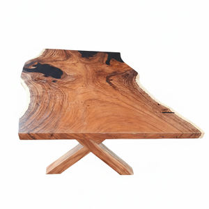 Mesa de Comedor de Madera Maciza de Suar con Borde Natural, Duradera, Hecha a Mano, Ecológica, Diseño Moderno, para 6 Personas, Color de Veta de Madera Único X - Product Image 2