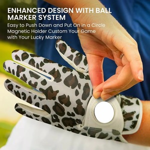 Women's <b>Leopard</b> <b>Print</b> Golf <b>Gloves</b> Right Hand Microfiber Non-Slip Hook And Loop Closure Sports Use - Product Image 6