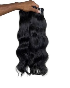 Cheveux humains naturels indiens bruts ondulés de 18 pouces, provenant d'un seul donneur, noir brun naturel - Product Image 1