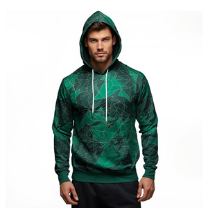 Sudadera con Capucha Sublimada Verde Esmeralda para Hombre, Diseño Topográfico, Estilo Oversize, Ropa de Moda - Product Image 4
