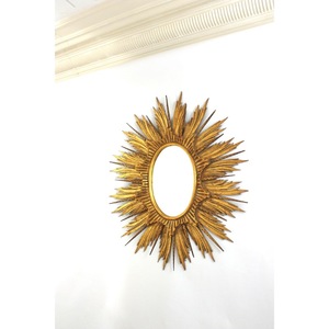 Miroir mural ovale portable en métal très demandé avec cadre décoratif glamour motif soleil éclatant - Product Image 2