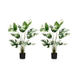 Lot de 2 plantes artificielles Monstera Deliciosa de 1,20 m pour la maison ou le bureau - Product Image 1