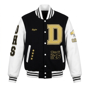 Chaqueta Varsity de Lana Premium con Mangas de Cuero Sintético, Chaquetas Bordadas de Equipos Universitarios de Béisbol - Product Image 2