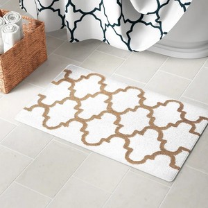 Alfombra de Baño Rectangular con Diseño de Rejilla Marroquí Personalizada, Antideslizante, con Base de Goma, Lavable a Máquina, para Uso Doméstico - Product Image 1