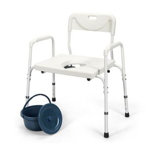 Sedia Comoda 3-in-1 per Anziani/Disabili, Robusta, 86,36 cm x 53,34 cm x 89,92 cm - 99,21 cm, con Secchio Rimovibile, in Acciaio Leggero e Resistente - Product Image 4