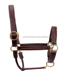 Productos ecuestres originales para montar a caballo, silla de montar marrón sólido de alta resistencia, cabestro de cuero, caballo Halter acolchado de doble costura - Product Image 2