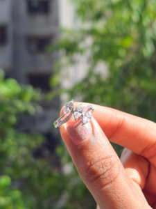 Solid White <b>Gold</b> Lab Grown Diamond <b>Ring</b> Marquise Cut Diagonal Cluster Bypass Split Shank Sweeping Pave <b>Cocktail</b> Fine Jewelry - Product Image 2