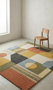 Tapis de luxe tufté à la main, géométrique abstrait, antidérapant, à poils moyens, en laine moderne, pour salon, chambre, salle à manger, maison - Product Image 6
