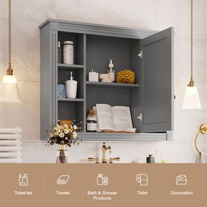 Moderno Armadietto da Bagno a Parete 35 X 28 con Specchio, Elegante Mobiletto Portamedicinali con Specchio - Product Image 6