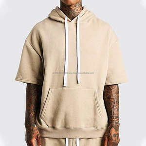 Sudaderas con capucha de manga corta de verano para hombres, camisas ligeras transpirables de manga corta con capucha teñida de Color, ropa informal para hombres - Product Image 1