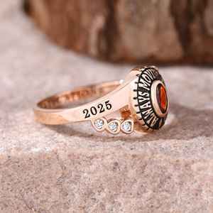 Bague d'École BOJ 066 Personnalisée sur Mesure pour Diplômé Universitaire, Bague de Fin d'Études Secondaires ou Universitaires pour Femme avec Pierre de Naissance en Argent 925 – Nouveauté Tendance - Product Image 3