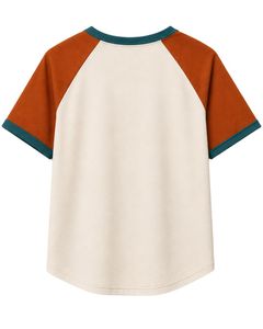 Manufacturer <b>White</b> Orange And Teal Raglan T Shirt For Men Short Sleeve Crew Neck Cotton <b>Tee</b> Custom Casual Color Block Streetwear - Product Image 2