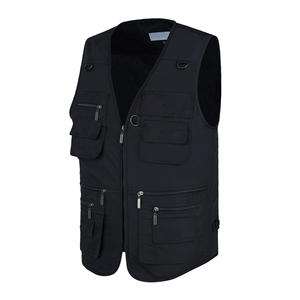 Gilet en jean pour homme avec plusieurs poches, style utilitaire, veste sans manches en jean, gilet de voyage en plein air, tissu en coton durable - Product Image 5