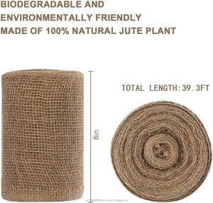 Enveloppes de protection pour arbres en toile de jute 100 % naturelle, 7,8 po x 39,4 pi, écologiques, protection contre les gelées hivernales, couvre-corps d'arbre - Product Image 3