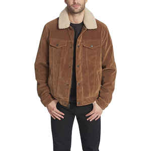 Blouson bomber en cuir véritable marron doublé en sherpa, fermeture éclair, vêtement d'extérieur d'hiver, style moto décontracté - Product Image 4