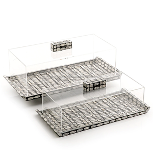 Bandeja de servicio acrílica personalizada para madre de perla, con cubierta, superventas - Product Image 1
