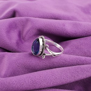 Bague Art Déco en Topaze Bleue de Londres Certifiée IGI, Coupe Poire, en Argent Sterling 925, Bague de Promesse, Pierre de Naissance de Novembre, Cadeau de Bijoux - Product Image 4